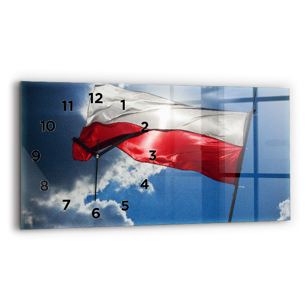 Ceas din sticlă orizontale Steagul polonez pe cer