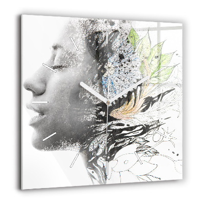 Ceas din sticlă pătrat Harta lumii acuarela