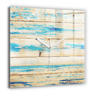 Ceas din sticlă pătrat Lacul de iarnă Boat