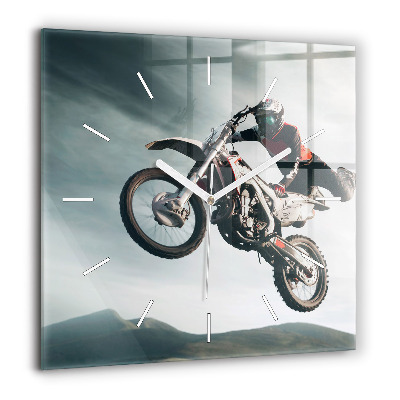 Ceas pătrat de perete din sticlă Peisaj abstract de ulei