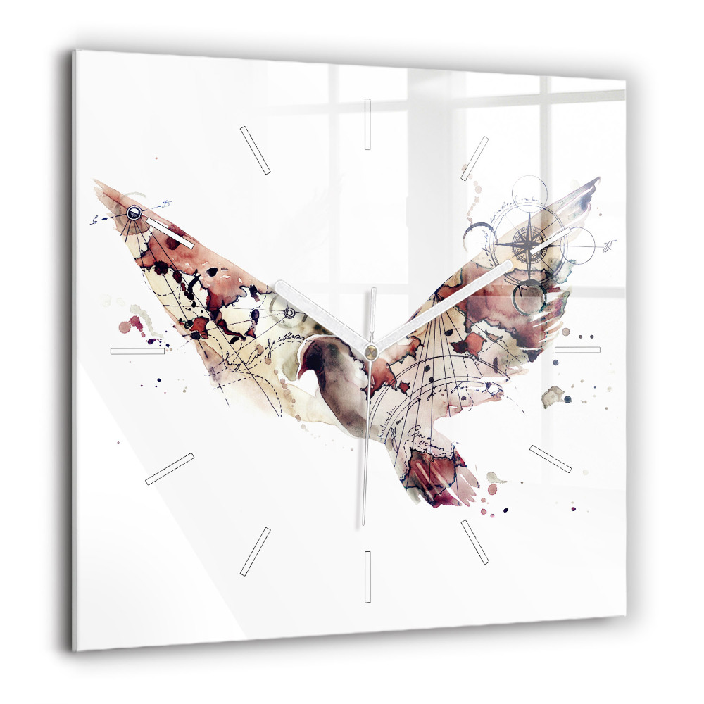 Ceas pătrat de perete din sticlă Peisai montan