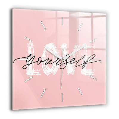 Ceas pătrat de perete din sticlă Portrait de femeie cu buze roșii