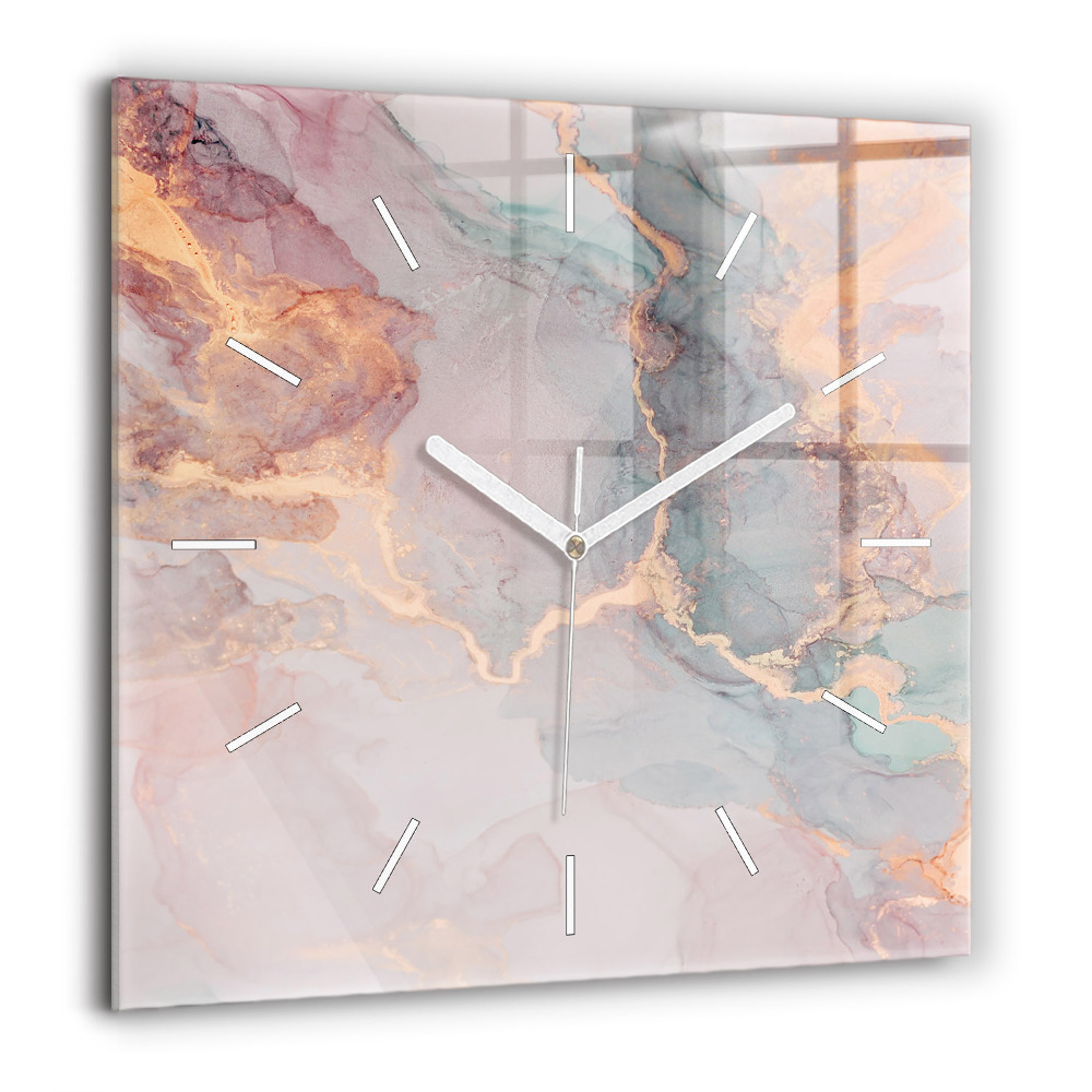 Ceas din sticlă pătrat Abstracția metalului gri