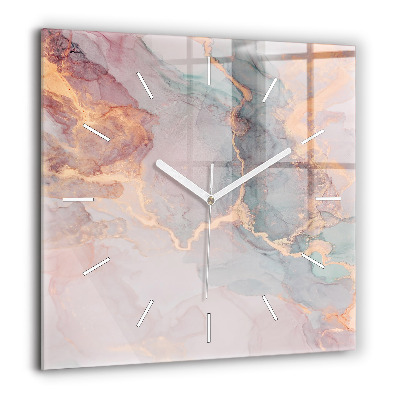 Ceas din sticlă pătrat Abstracția metalului gri