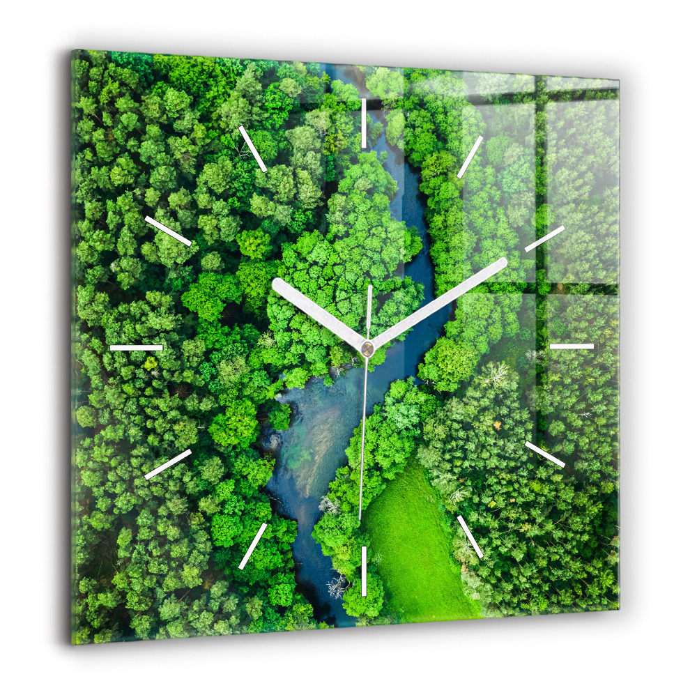 Ceas de sticlă pe perete pătrat Fluture în luncă