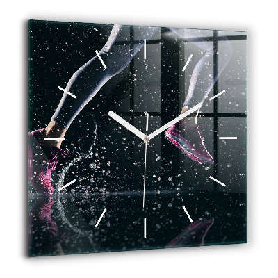 Ceas perete din sticlă pătrat Animalele elefanți pictate