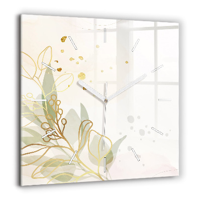 Ceas pătrat de perete din sticlă Palmieri tropicali