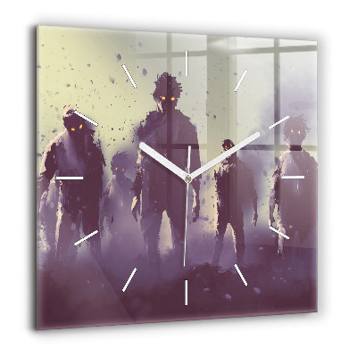 Ceas din sticlă pătrat Frunze boho abstracte