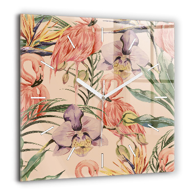 Ceas pătrat de perete din sticlă O bufniță de desene animate cu ochelari