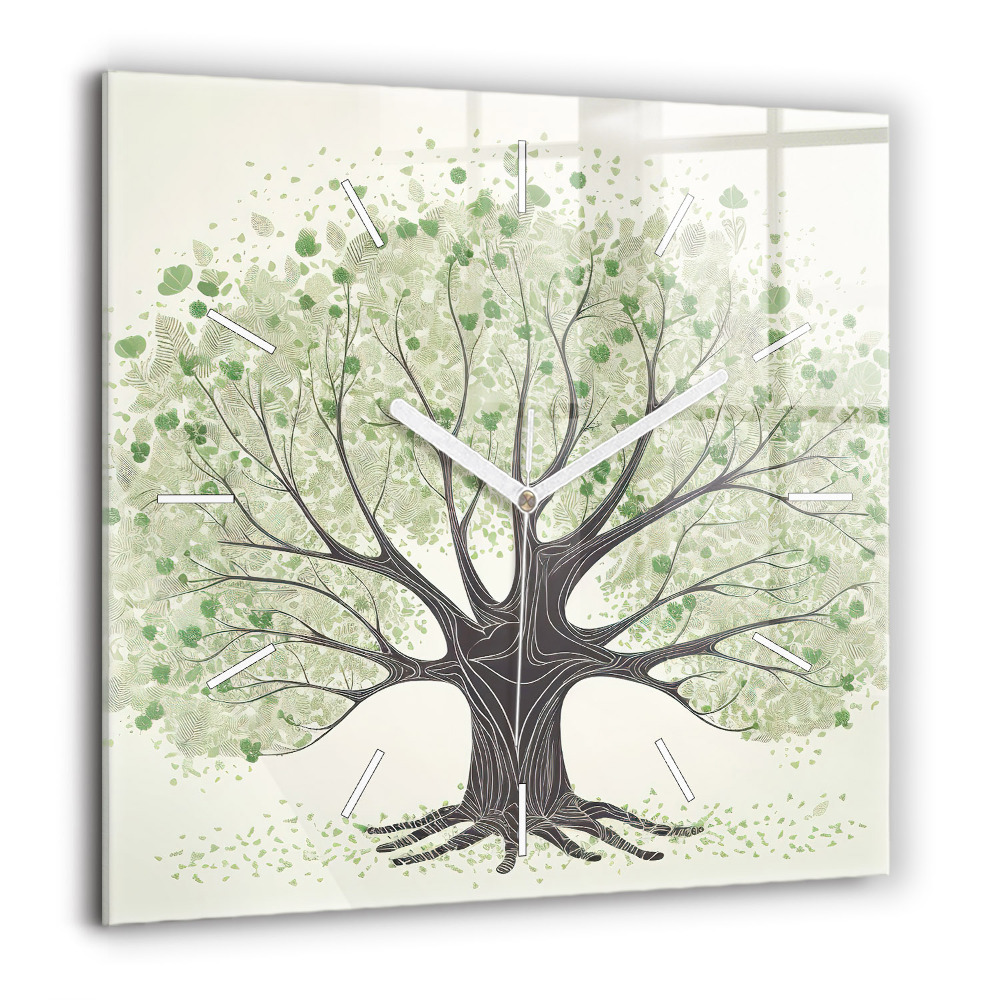 Ceas perete din sticlă pătrat Patru pisoi la soare