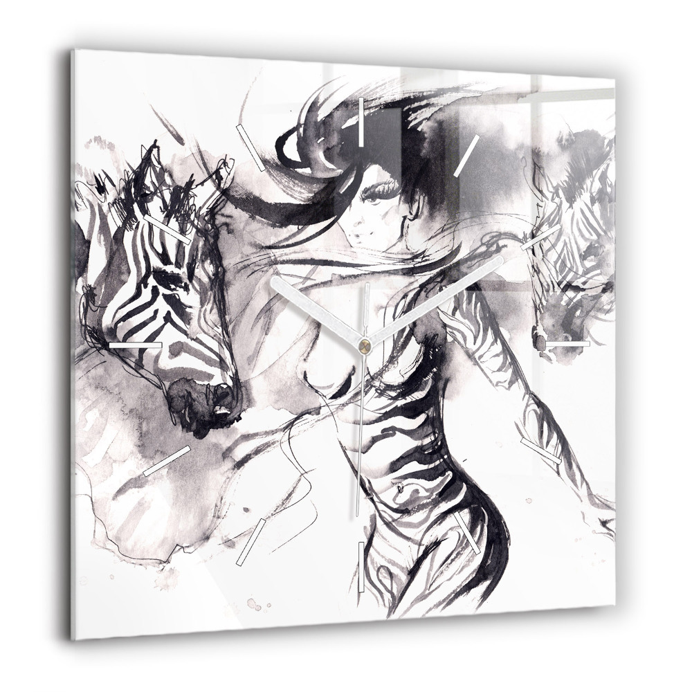 Ceas pătrat de perete din sticlă Under în port seara