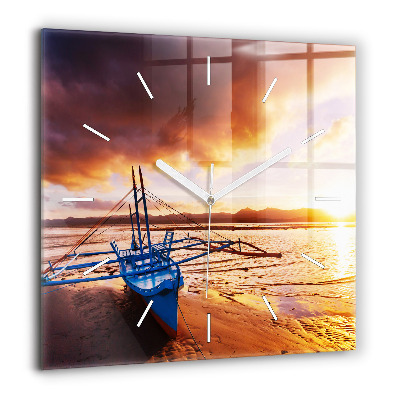 Ceas din sticlă pătrat Un călugăr care conduce elefanți