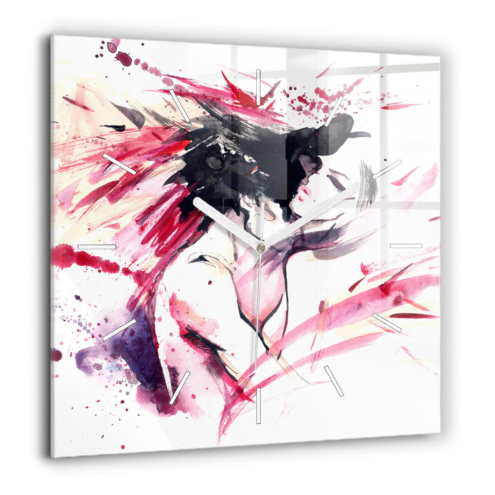 Ceas pătrat de perete din sticlă Căprioare la răsărit