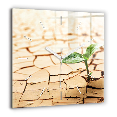 Ceas pătrat de perete din sticlă Vopsit portocaliu