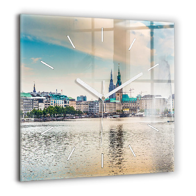 Ceas de sticlă pe perete pătrat Cap de cerb colorat