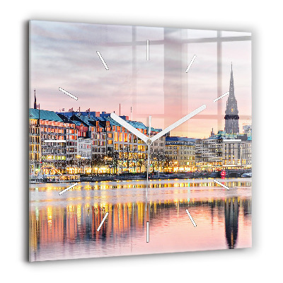 Ceas pătrat de perete din sticlă Cap de cerb colorat