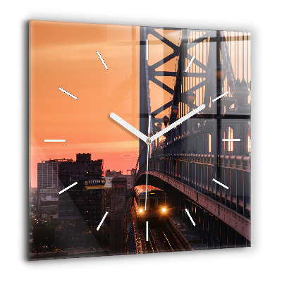 Ceas de sticlă pe perete pătrat Abstracția metalului