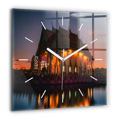 Ceas pătrat de perete din sticlă Floarea soarelui în pajiște