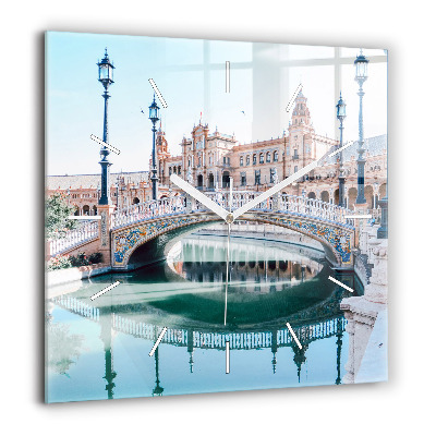 Ceas perete din sticlă pătrat Persoană schi nautic