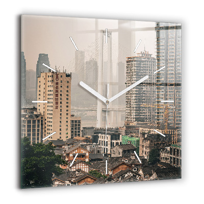 Ceas perete din sticlă pătrat Un pahar de vin roșu