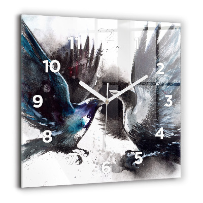 Ceas perete din sticlă pătrat Abstracția neagră