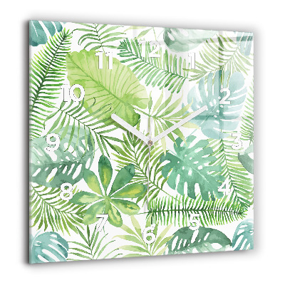 Ceas pătrat de perete din sticlă Textura lemnului