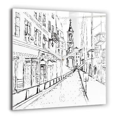 Ceas perete din sticlă pătrat Harta cu iarba verde