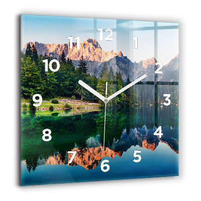 Ceas de sticlă pe perete pătrat Textura din lemn