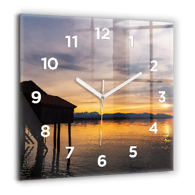 Ceas din sticlă pătrat Flori în pajiște