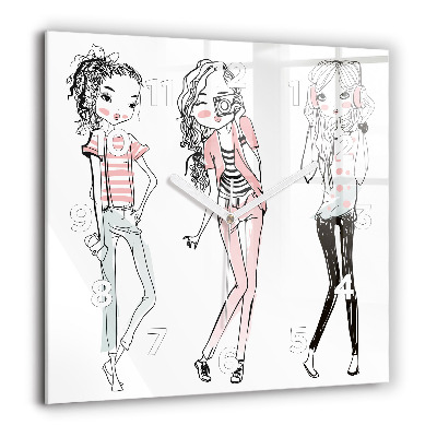 Ceas perete din sticlă pătrat Frunze exotice