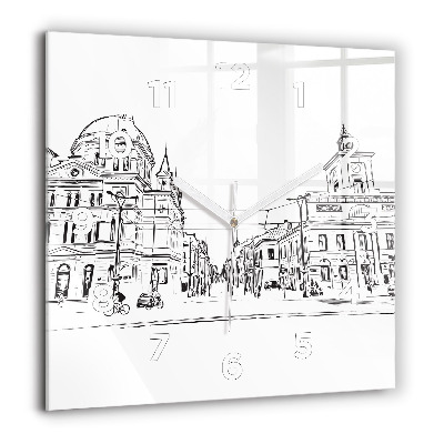 Ceas pătrat de perete din sticlă Arhitectura în SUA