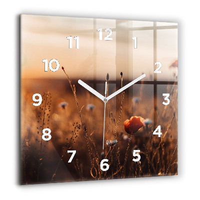Ceas pătrat de perete din sticlă Frunze de plante