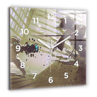 Ceas perete din sticlă pătrat Dansatoare de abstractie