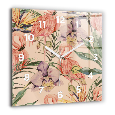 Ceas pătrat de perete din sticlă O bufniță de desene animate cu ochelari