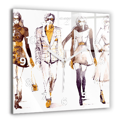 Ceas de sticlă pe perete pătrat Biciclete de oraș colorate