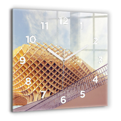 Ceas pătrat de perete din sticlă Mal stâncos sub pod