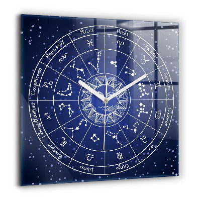 Ceas din sticlă pătrat Constelații zodiacale