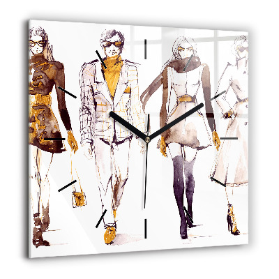 Ceas de sticlă pe perete pătrat Biciclete de oraș colorate