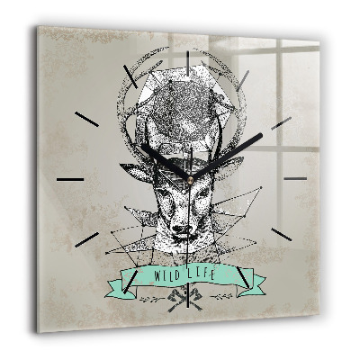 Ceas din sticlă pătrat Illustration de leu maro