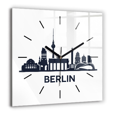 Ceas de sticlă pe perete pătrat femeie cu umbră