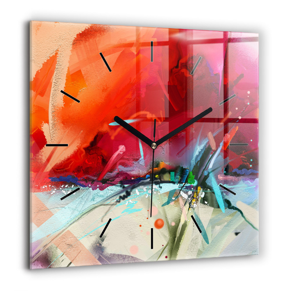 Ceas de sticlă pe perete pătrat Un pahar de vin roșu