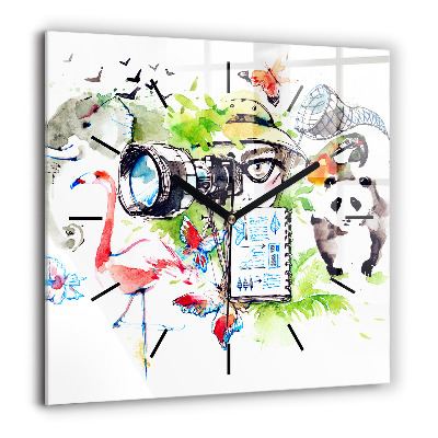 Ceas pătrat de perete din sticlă Flori ce înfloresc