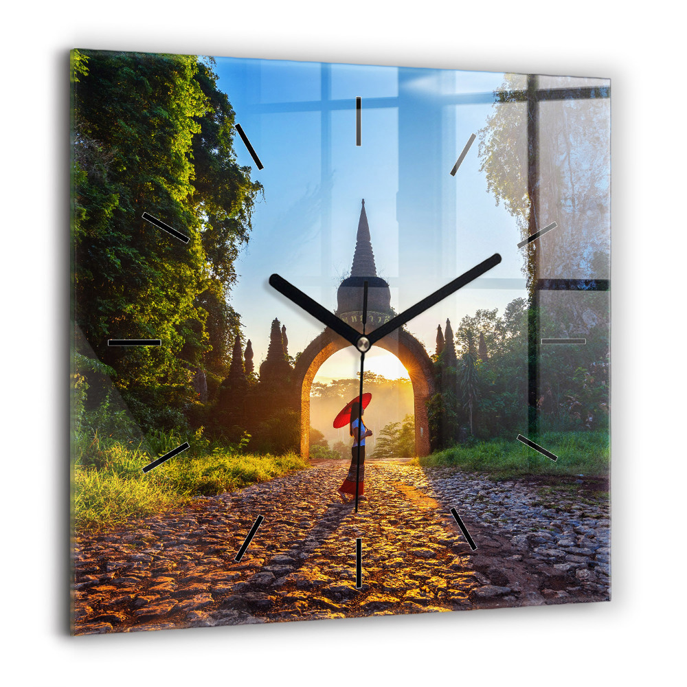 Ceas pătrat de perete din sticlă Cascada în Islanda