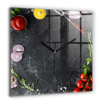 Ceas perete din sticlă pătrat Pom de Crăciun și pod