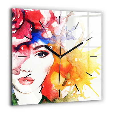 Ceas din sticlă pătrat Harta lumii acuarela