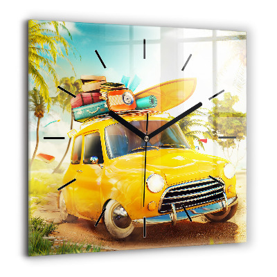 Ceas perete din sticlă pătrat Palmier tropical