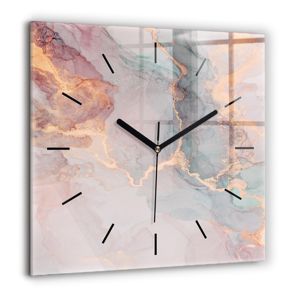 Ceas din sticlă pătrat Abstracția metalului gri