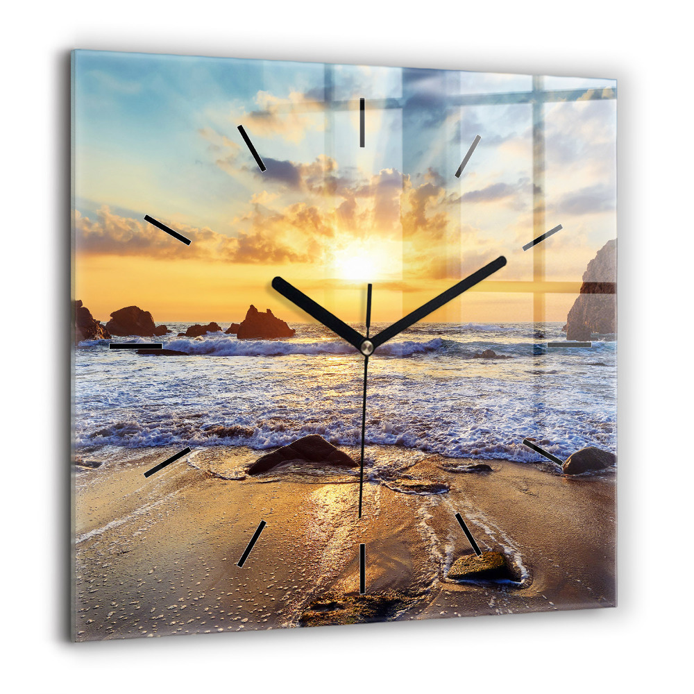 Ceas perete din sticlă pătrat Textura marmură