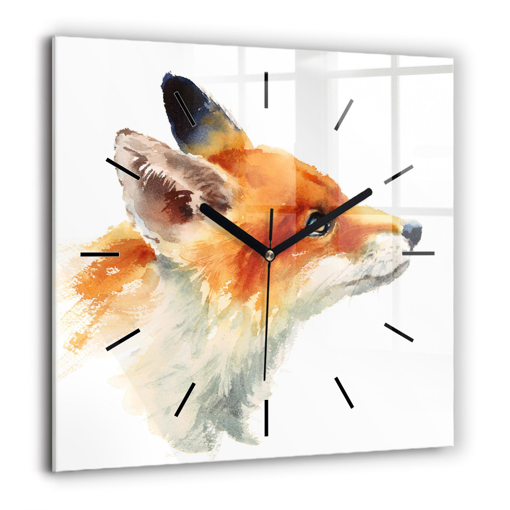 Ceas perete din sticlă pătrat Apus de soare pe plajă