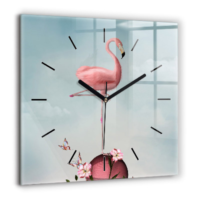 Ceas de sticlă pe perete pătrat Margarete înflorite